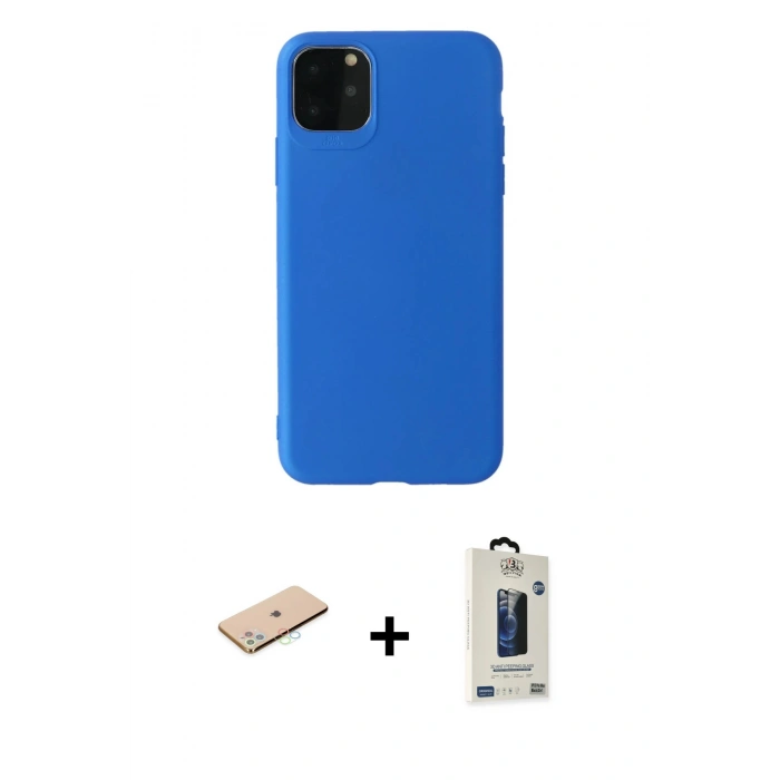 MARSİLYAN™- iPhone 11 Pro Max Kılıf Kozmos Yansıma Özel Seri - Siyah Bilvis Hayalet Cam Ekran Koruyucu + Renkli Kamera Lens Koruma Cam - MI