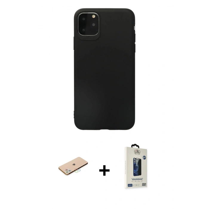 MARSİLYAN™- iPhone 11 Pro Max Kılıf Kozmos Yansıma Özel Seri - Siyah Bilvis Hayalet Cam Ekran Koruyucu + Renkli Kamera Lens Koruma Cam - MI