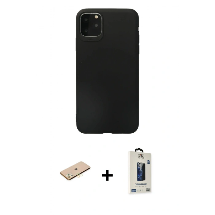 MARSİLYAN™- iPhone 11 Pro Max Kılıf Kozmos Yansıma Özel Seri - Siyah Bilvis Hayalet Cam Ekran Koruyucu + Renkli Kamera Lens Koruma Cam - SI