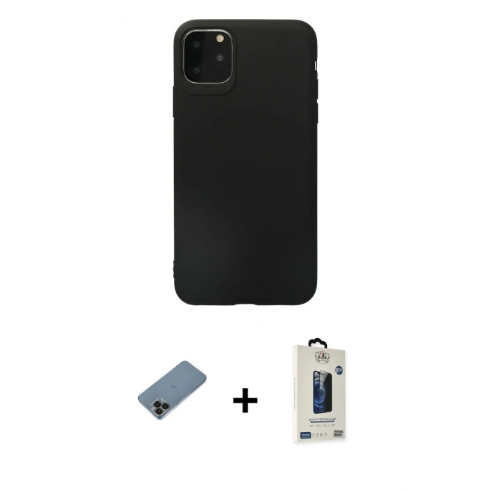 MARSİLYAN™- iPhone 11 Pro Max Kılıf Kozmos Yansıma Özel Seri - Siyah Bilvis Hayalet Cam Ekran Koruyucu + Shine Kamera Lens Koruma Cam - SH