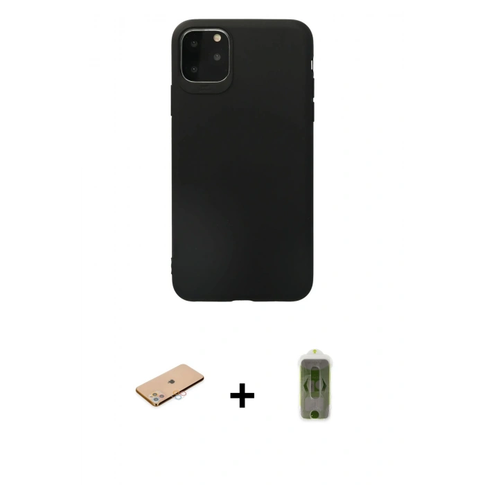 MARSİLYAN™- iPhone 11 Pro Max Kılıf Kozmos Yansıma Özel Seri - Siyah Joko Magic 5D Hayalet Cam + Renkli Kamera Lens Koruma Cam - PE