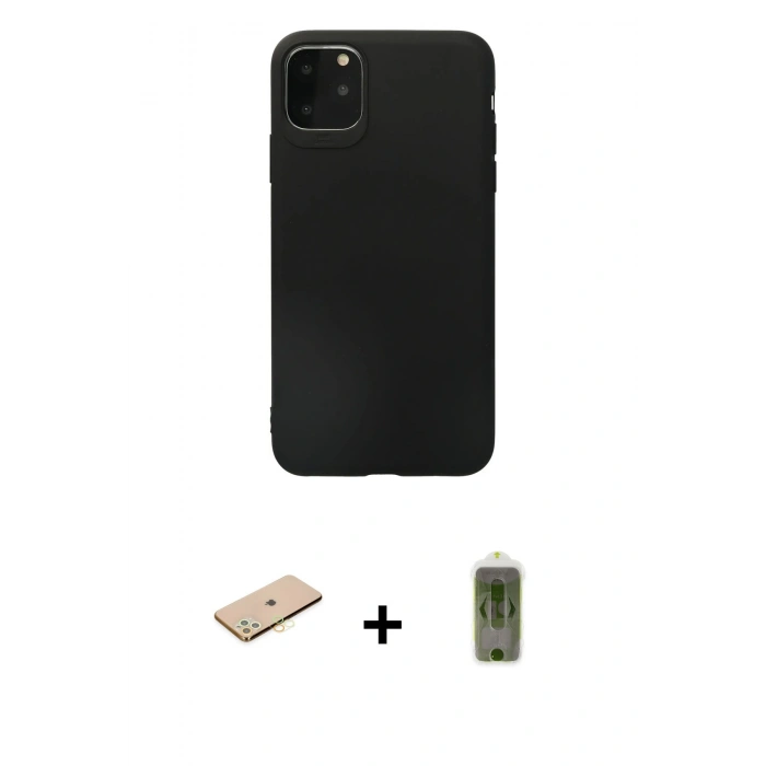 MARSİLYAN™- iPhone 11 Pro Max Kılıf Kozmos Yansıma Özel Seri - Siyah Joko Magic 5D Hayalet Cam + Sarı Renkli Kamera Lens Koruma Cam
