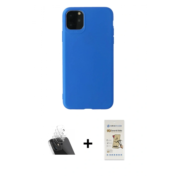 MARSİLYAN™- iPhone 11 Pro Max Kılıf Kozmos Yansıma Özel Seri - Siyah Mat Seramik Nano Ekran Koruyucu + Kamera Lens Koruma Cam - SF