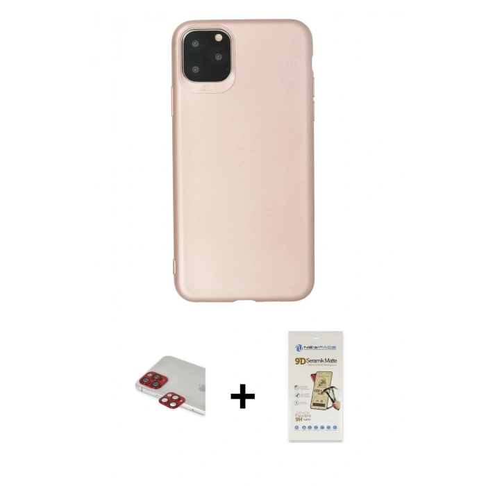 MARSİLYAN™- iPhone 11 Pro Max Kılıf Kozmos Yansıma Özel Seri - Siyah Mat Seramik Nano Ekran Koruyucu + Pers Alüminyum Kamera Lens - KI