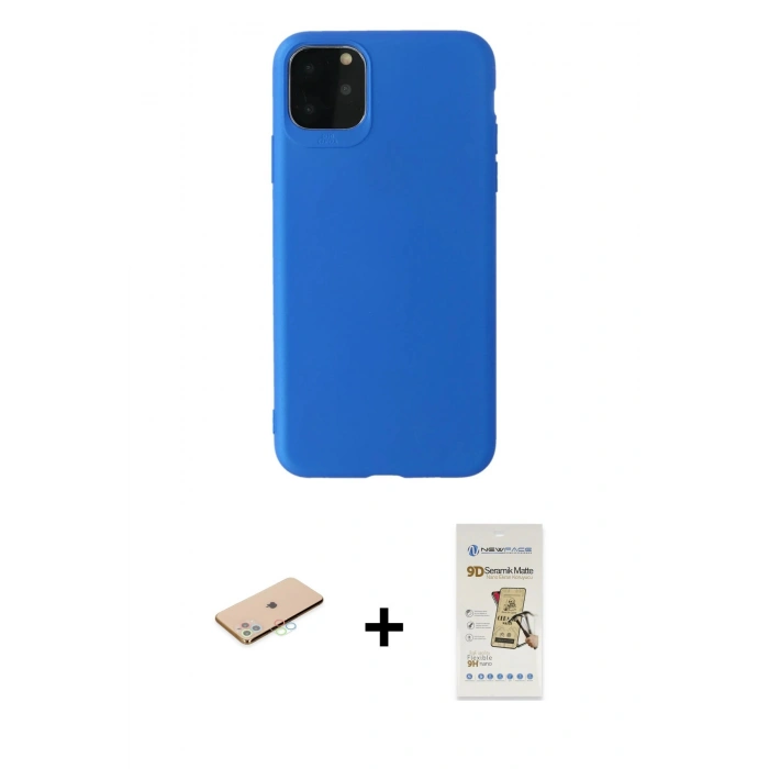MARSİLYAN™- iPhone 11 Pro Max Kılıf Kozmos Yansıma Özel Seri - Siyah Mat Seramik Nano Ekran Koruyucu + Renkli Kamera Lens Koruma Cam - MI