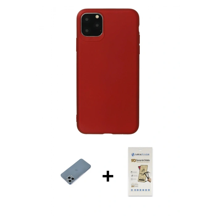 MARSİLYAN™- iPhone 11 Pro Max Kılıf Kozmos Yansıma Özel Seri - Siyah Mat Seramik Nano Ekran Koruyucu + Shine Kamera Lens Koruma Cam - SABE