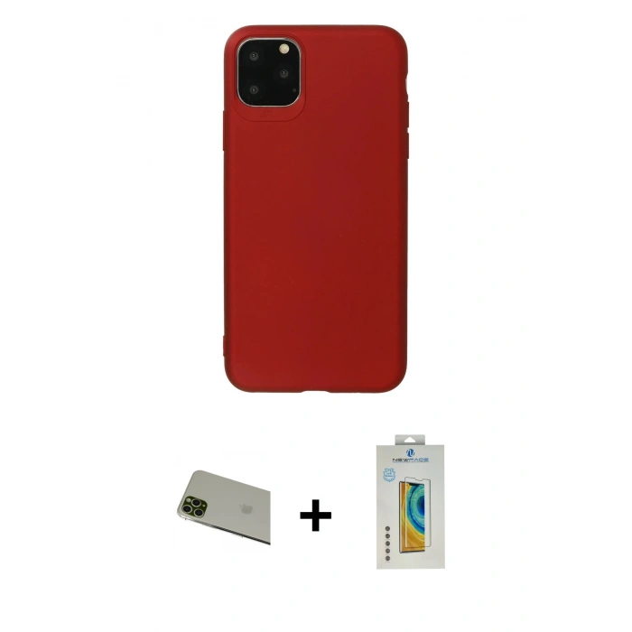 MARSİLYAN™- iPhone 11 Pro Max Kılıf Kozmos Yansıma Özel Seri - Siyah Polymer Nano Ekran Koruyucu + Rainbow Kamera Lens Koruma Cam - YL