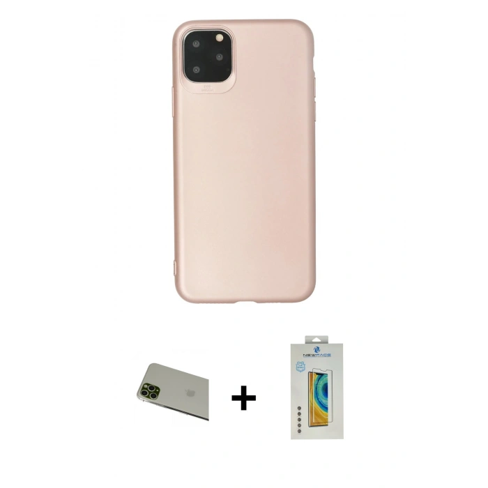 MARSİLYAN™- iPhone 11 Pro Max Kılıf Kozmos Yansıma Özel Seri - Siyah Polymer Nano Ekran Koruyucu + Rainbow Kamera Lens Koruma Cam - YL