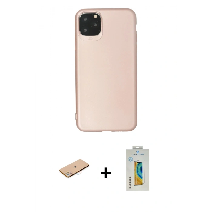 MARSİLYAN™- iPhone 11 Pro Max Kılıf Kozmos Yansıma Özel Seri - Siyah Polymer Nano Ekran Koruyucu + Renkli Kamera Lens Koruma Cam - PE