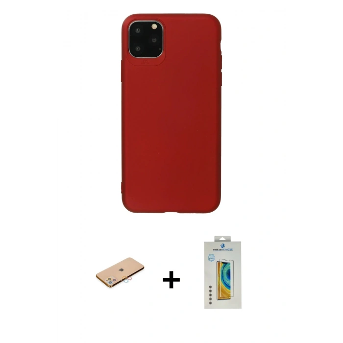 MARSİLYAN™- iPhone 11 Pro Max Kılıf Kozmos Yansıma Özel Seri - Siyah Polymer Nano Ekran Koruyucu + Renkli Kamera Lens Koruma Cam - PE