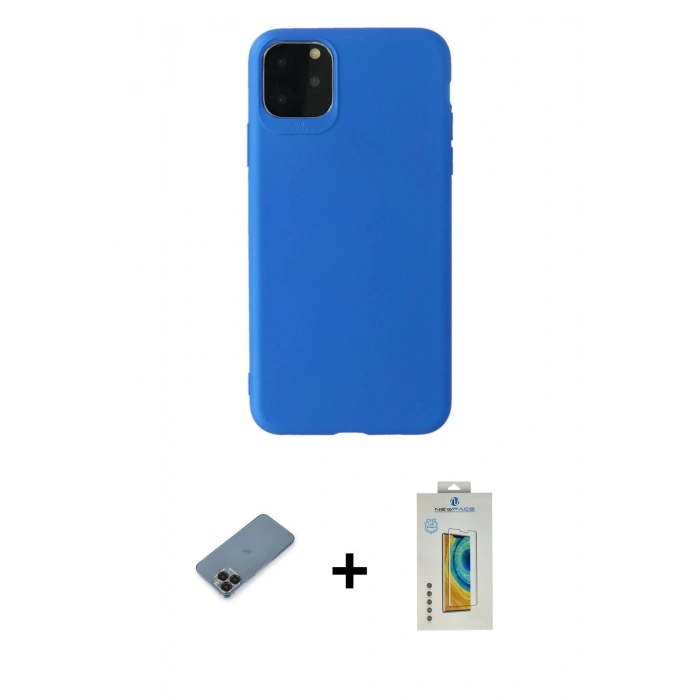 MARSİLYAN™- iPhone 11 Pro Max Kılıf Kozmos Yansıma Özel Seri - Siyah Polymer Nano Ekran Koruyucu + Siyah Metal Kamera Lens Koruma Cam