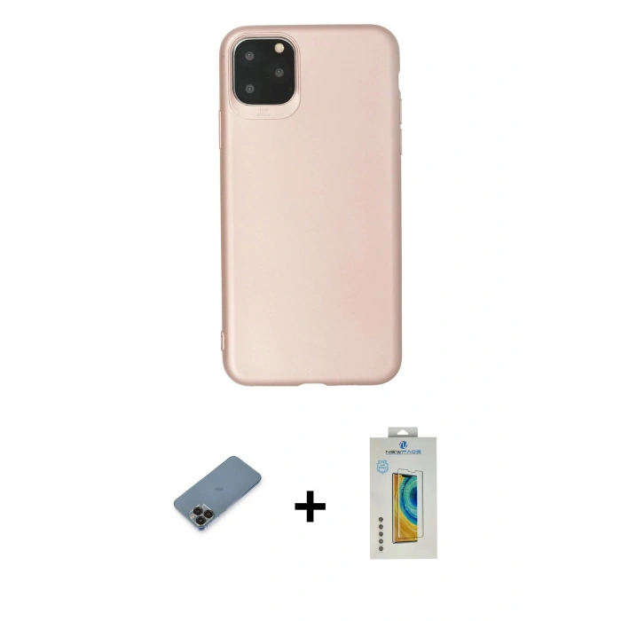 MARSİLYAN™- iPhone 11 Pro Max Kılıf Kozmos Yansıma Özel Seri - Siyah Polymer Nano Ekran Koruyucu + Siyah Metal Kamera Lens Koruma Cam