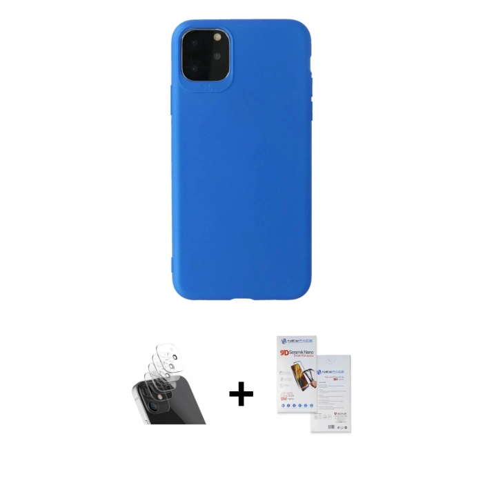 MARSİLYAN™- iPhone 11 Pro Max Kılıf Kozmos Yansıma Özel Seri - Siyah Seramik Nano Ekran Koruyucu + Kamera Lens Koruma Cam - SF