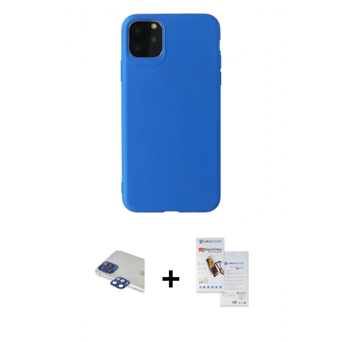 MARSİLYAN™- iPhone 11 Pro Max Kılıf Kozmos Yansıma Özel Seri - Siyah Seramik Nano Ekran Koruyucu + Pers Alüminyum Kamera Lens - LT