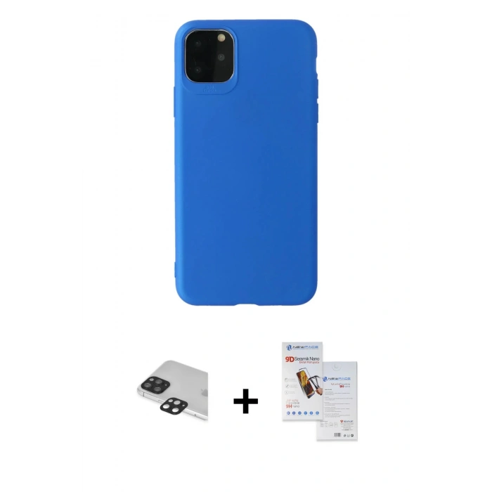 MARSİLYAN™- iPhone 11 Pro Max Kılıf Kozmos Yansıma Özel Seri - Siyah Seramik Nano Ekran Koruyucu + Pers Alüminyum Kamera Lens - SH