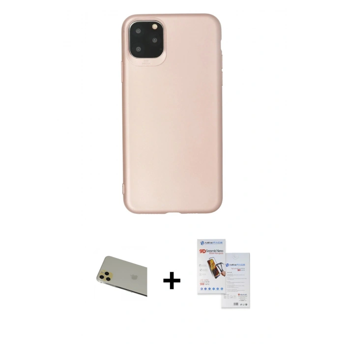 MARSİLYAN™- iPhone 11 Pro Max Kılıf Kozmos Yansıma Özel Seri - Siyah Seramik Nano Ekran Koruyucu + Rainbow Kamera Lens Koruma Cam - GD