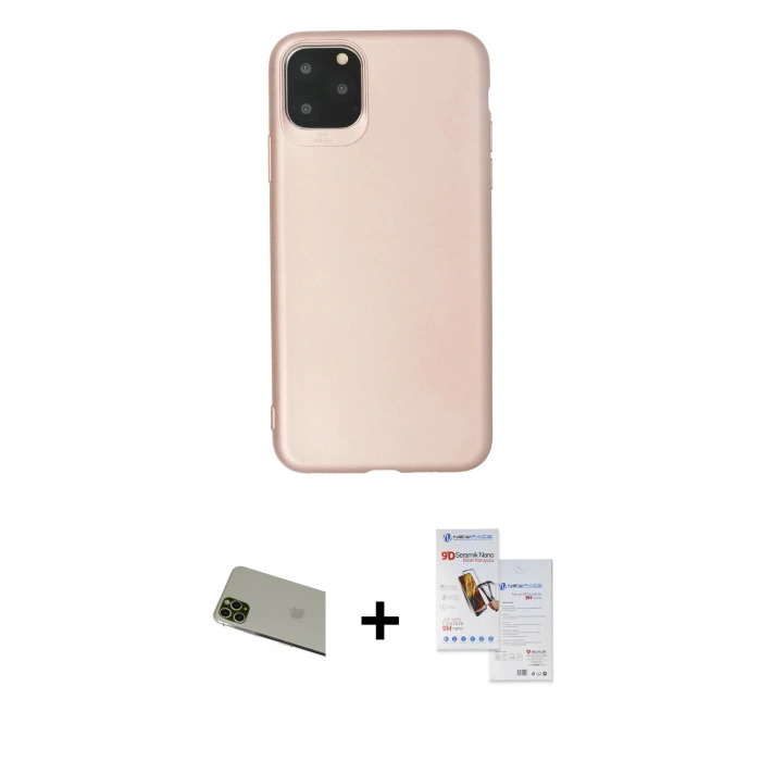 MARSİLYAN™- iPhone 11 Pro Max Kılıf Kozmos Yansıma Özel Seri - Siyah Seramik Nano Ekran Koruyucu + Rainbow Kamera Lens Koruma Cam - YL