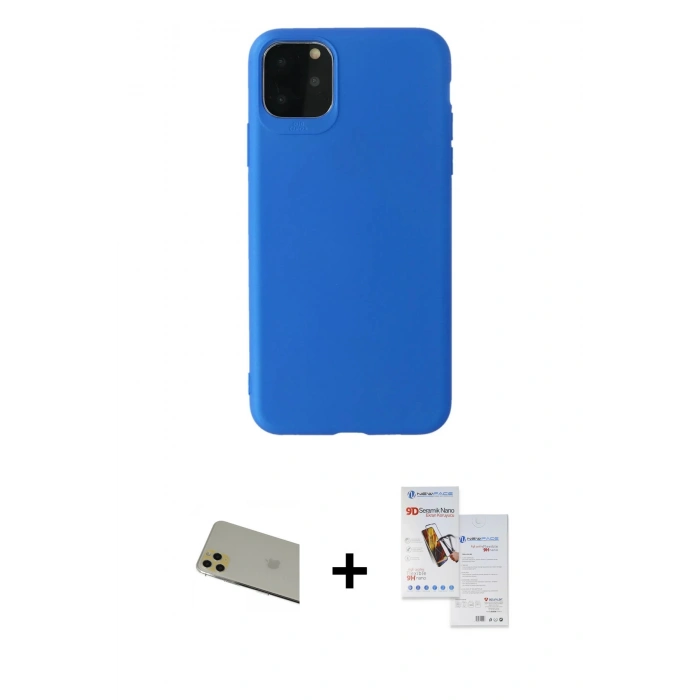 MARSİLYAN™- iPhone 11 Pro Max Kılıf Kozmos Yansıma Özel Seri - Siyah Seramik Nano Ekran Koruyucu + Rainbow Kamera Lens Koruma Cam - GD