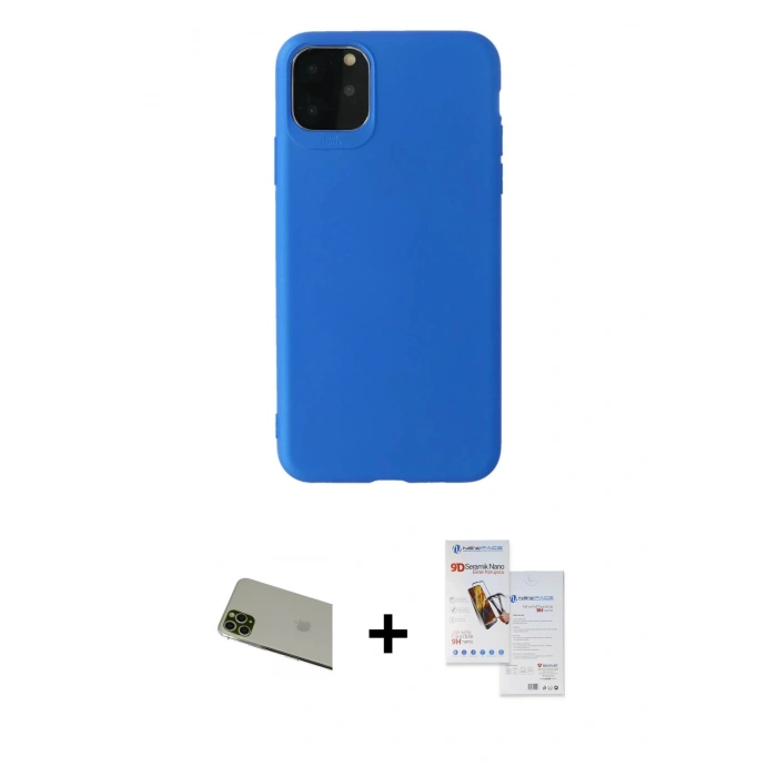 MARSİLYAN™- iPhone 11 Pro Max Kılıf Kozmos Yansıma Özel Seri - Siyah Seramik Nano Ekran Koruyucu + Rainbow Kamera Lens Koruma Cam - YL