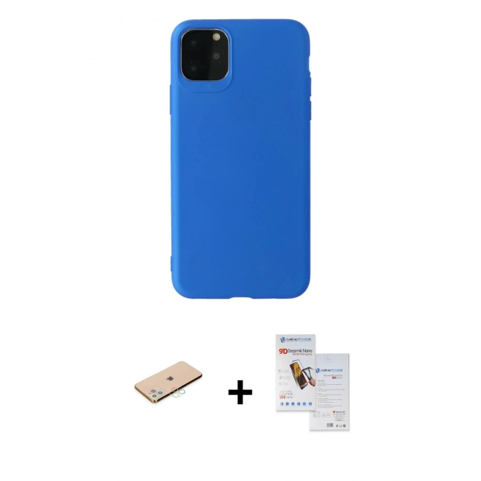 MARSİLYAN™- iPhone 11 Pro Max Kılıf Kozmos Yansıma Özel Seri - Siyah Seramik Nano Ekran Koruyucu + Renkli Kamera Lens Koruma Cam - MI