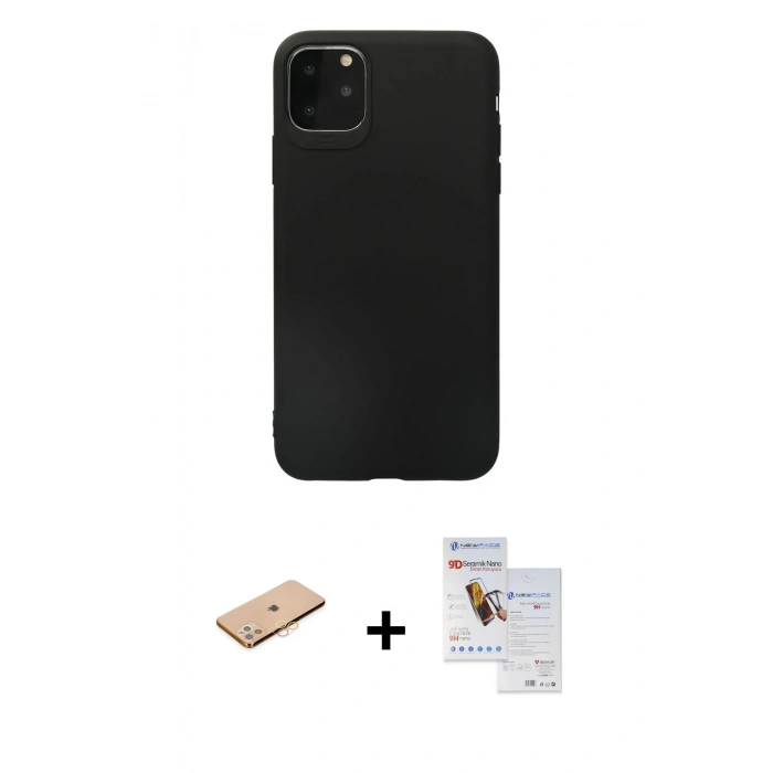 MARSİLYAN™- iPhone 11 Pro Max Kılıf Kozmos Yansıma Özel Seri - Siyah Seramik Nano Ekran Koruyucu + Renkli Kamera Lens Koruma Cam - TU