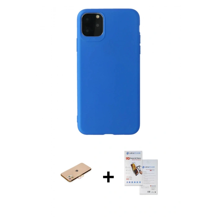 MARSİLYAN™- iPhone 11 Pro Max Kılıf Kozmos Yansıma Özel Seri - Siyah Seramik Nano Ekran Koruyucu + Renkli Kamera Lens Koruma Cam - TU