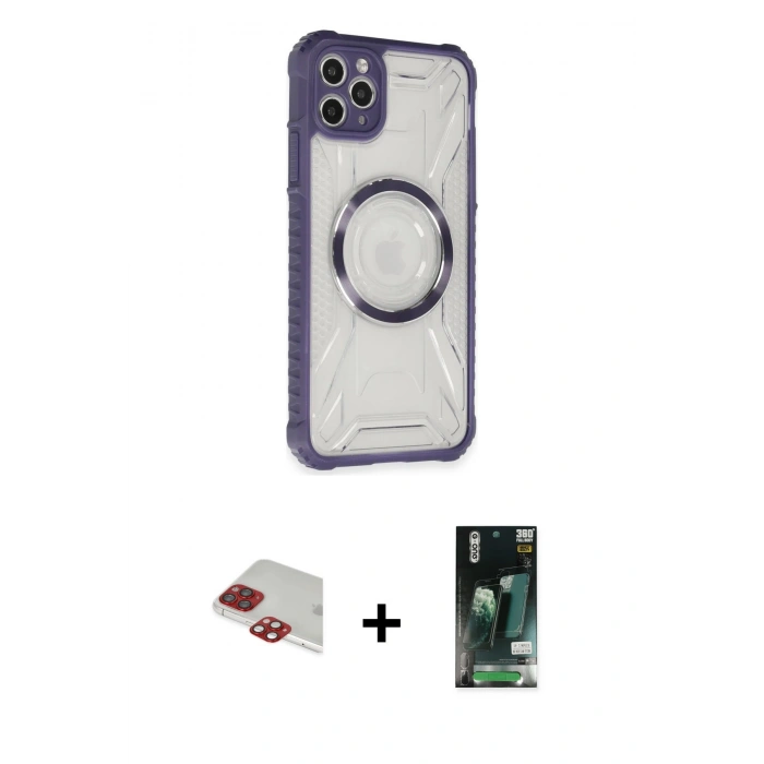 MARSİLYAN™- iPhone 11 Pro Max Kılıf Kutup Modern - Siyah 360 Mat Full Body Arka Koruyucu + Pers Alüminyum Kamera Lens - KI