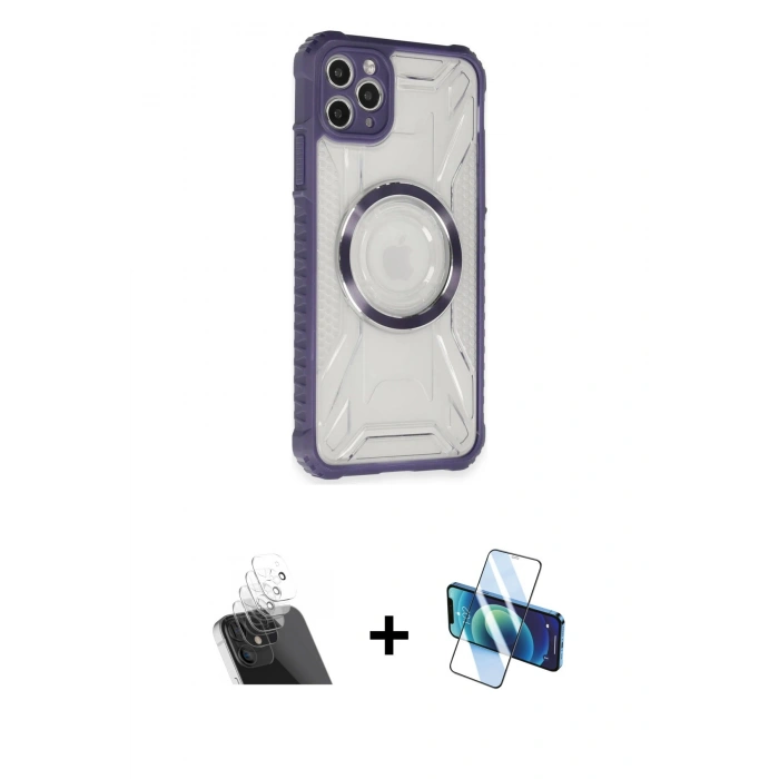 MARSİLYAN™- iPhone 11 Pro Max Kılıf Kutup Modern - Siyah 3D Antistatik Seramik Nano Ekran Koruyucu + Kamera Lens Koruma Cam - SF