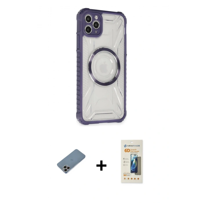 MARSİLYAN™- iPhone 11 Pro Max Kılıf Kutup Modern - Siyah 6D Mat Seramik Hayalet Nano Ekran Koruyucu + Shine Kamera Lens Koruma Cam - GI