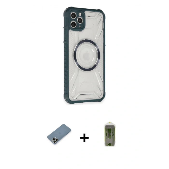 MARSİLYAN™- iPhone 11 Pro Max Kılıf Kutup Modern - Siyah Joko Magic 5D Hayalet Cam + Metal Kamera Lens Koruma Cam - AKYL