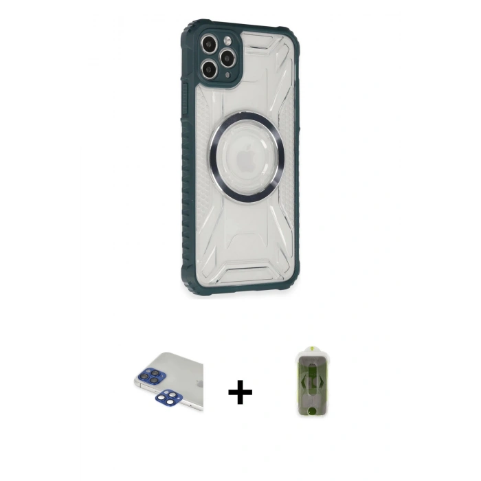 MARSİLYAN™- iPhone 11 Pro Max Kılıf Kutup Modern - Siyah Joko Magic 5D Hayalet Cam + Pers Alüminyum Kamera Lens - LT