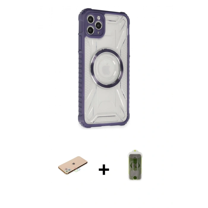 MARSİLYAN™- iPhone 11 Pro Max Kılıf Kutup Modern - Siyah Joko Magic 5D Hayalet Cam + Renkli Kamera Lens Koruma Cam - MI