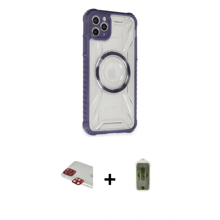 MARSİLYAN™- iPhone 11 Pro Max Kılıf Kutup Modern - Siyah Joko Magic 5D Hayalet Cam + Pers Alüminyum Kamera Lens - KI
