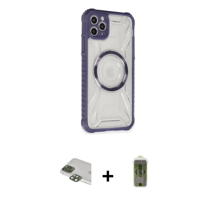 MARSİLYAN™- iPhone 11 Pro Max Kılıf Kutup Modern - Siyah Joko Magic 5D Hayalet Cam + Pers Alüminyum Kamera Lens - YL