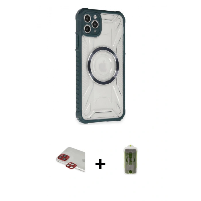 MARSİLYAN™- iPhone 11 Pro Max Kılıf Kutup Modern - Siyah Joko Magic 5D Hayalet Cam + Pers Alüminyum Kamera Lens - KI