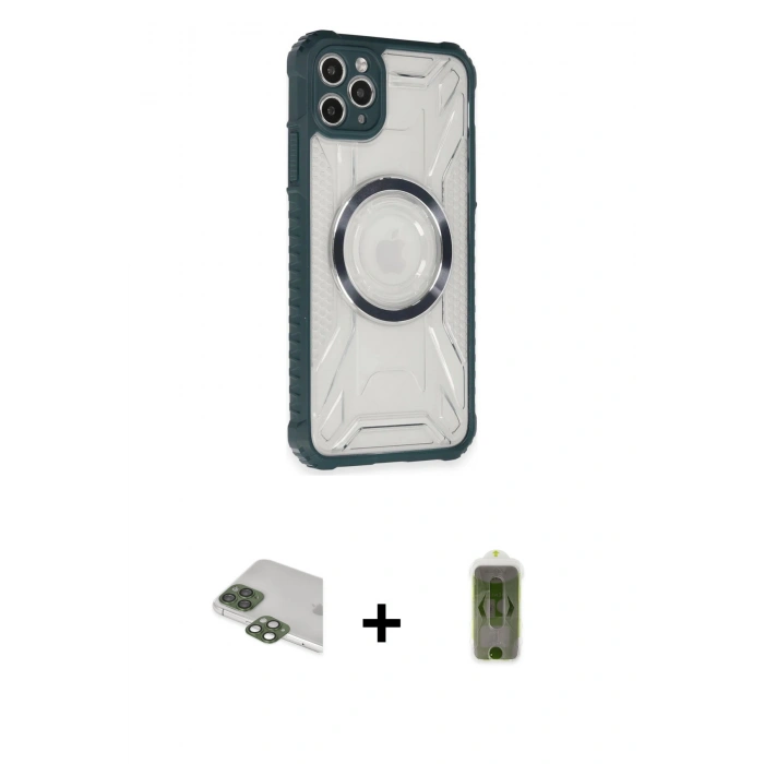 MARSİLYAN™- iPhone 11 Pro Max Kılıf Kutup Modern - Siyah Joko Magic 5D Hayalet Cam + Pers Alüminyum Kamera Lens - YL