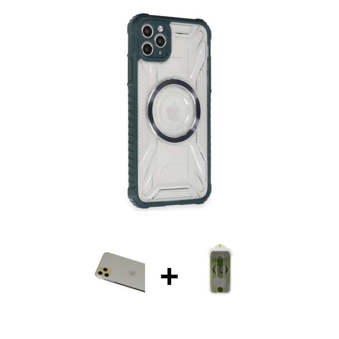 MARSİLYAN™- iPhone 11 Pro Max Kılıf Kutup Modern - Siyah Joko Magic 5D Hayalet Cam + Rainbow Kamera Lens Koruma Cam - GD