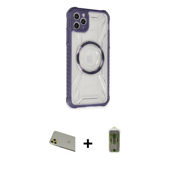 MARSİLYAN™- iPhone 11 Pro Max Kılıf Kutup Modern - Siyah Joko Magic 5D Hayalet Cam + Rainbow Kamera Lens Koruma Cam - GD