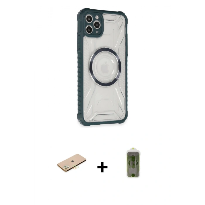 MARSİLYAN™- iPhone 11 Pro Max Kılıf Kutup Modern - Siyah Joko Magic 5D Hayalet Cam + Renkli Kamera Lens Koruma Cam - SI