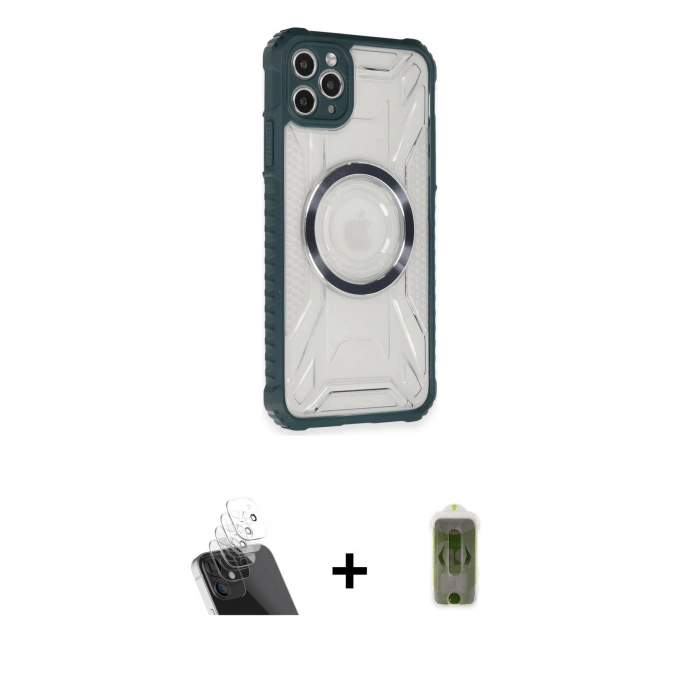 MARSİLYAN™- iPhone 11 Pro Max Kılıf Kutup Modern - Siyah Joko Magic 5D Hayalet Cam + Şeffaf Kamera Lens Koruma Cam