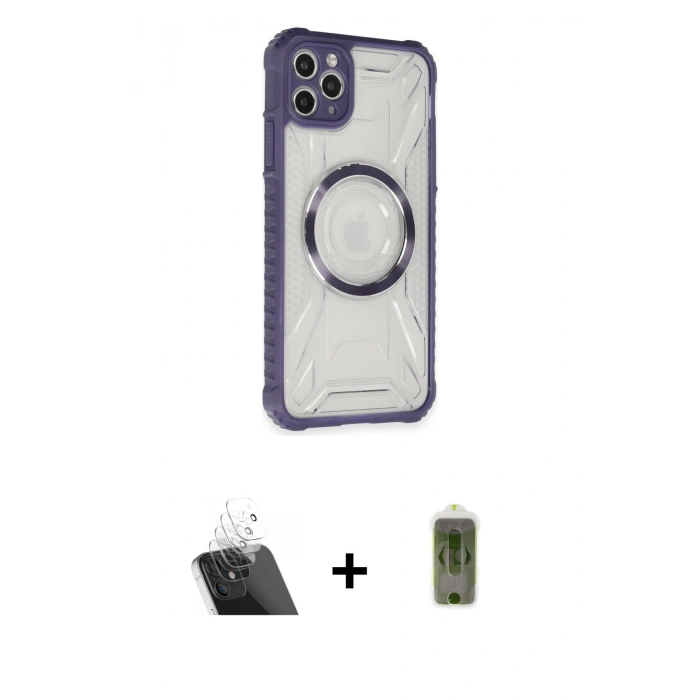 MARSİLYAN™- iPhone 11 Pro Max Kılıf Kutup Modern - Siyah Joko Magic 5D Hayalet Cam + Şeffaf Kamera Lens Koruma Cam