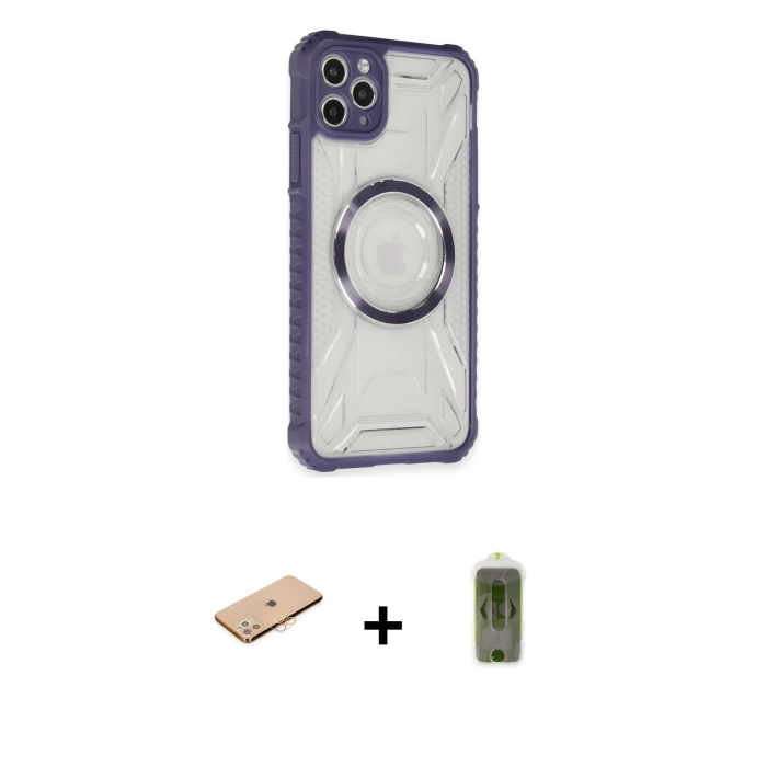 MARSİLYAN™- iPhone 11 Pro Max Kılıf Kutup Modern - Siyah Joko Magic 5D Hayalet Cam + Renkli Kamera Lens Koruma Cam - TU