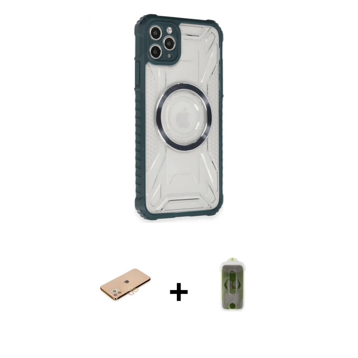 MARSİLYAN™- iPhone 11 Pro Max Kılıf Kutup Modern - Siyah Joko Magic 5D Hayalet Cam + Renkli Kamera Lens Koruma Cam - TU