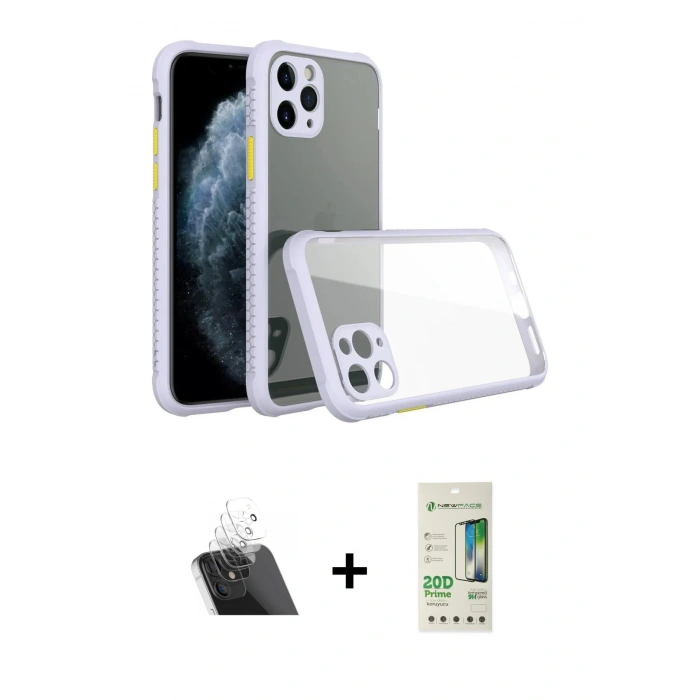 MARSİLYAN™- iPhone 11 Pro Max Kılıf Nova Asil Özel Seri - Siyah 20D Premium Cam Ekran Koruyucu + Kamera Lens Koruma Cam - SF