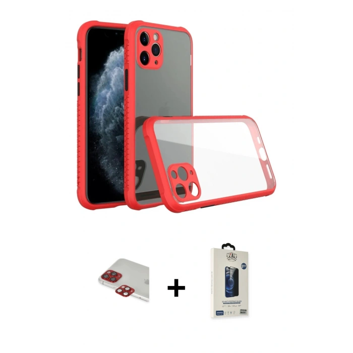 MARSİLYAN™- iPhone 11 Pro Max Kılıf Nova Asil Özel Seri - Siyah Bilvis Hayalet Cam Ekran Koruyucu + Pers Alüminyum Kamera Lens - KI
