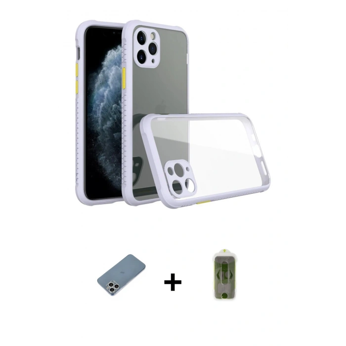 MARSİLYAN™- iPhone 11 Pro Max Kılıf Nova Asil Özel Seri - Siyah Joko Magic 5D Hayalet Cam + Shine Kamera Lens Koruma Cam - GS