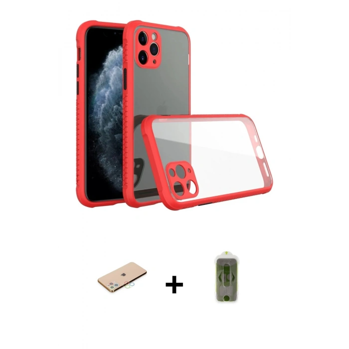 MARSİLYAN™- iPhone 11 Pro Max Kılıf Nova Asil Özel Seri - Siyah Joko Magic 5D Hayalet Cam + Renkli Kamera Lens Koruma Cam - MI