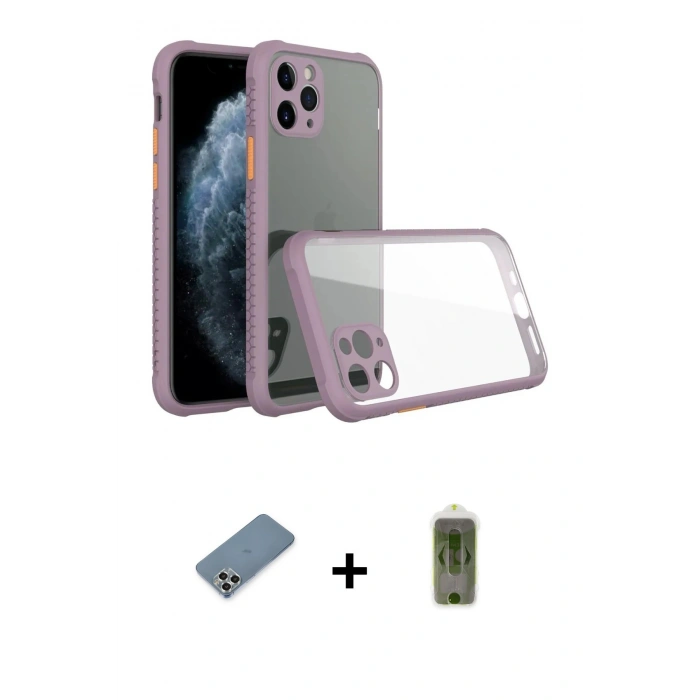 MARSİLYAN™- iPhone 11 Pro Max Kılıf Nova Asil Özel Seri - Siyah Joko Magic 5D Hayalet Cam + Metal Kamera Lens Koruma Cam - GS