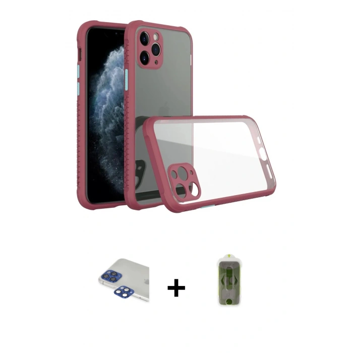 MARSİLYAN™- iPhone 11 Pro Max Kılıf Nova Asil Özel Seri - Siyah Joko Magic 5D Hayalet Cam + Pers Alüminyum Kamera Lens - LT