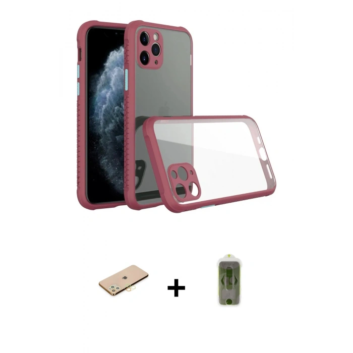 MARSİLYAN™- iPhone 11 Pro Max Kılıf Nova Asil Özel Seri - Siyah Joko Magic 5D Hayalet Cam + Renkli Kamera Lens Koruma Cam - SI